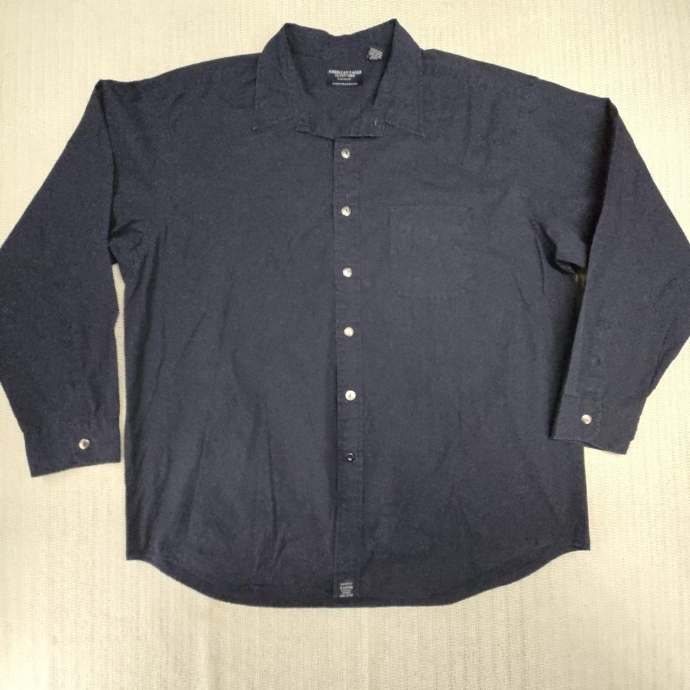 American Eagle Outfitters Shirt Mens XL Blue Solid Long Sleeve Button Up Casual